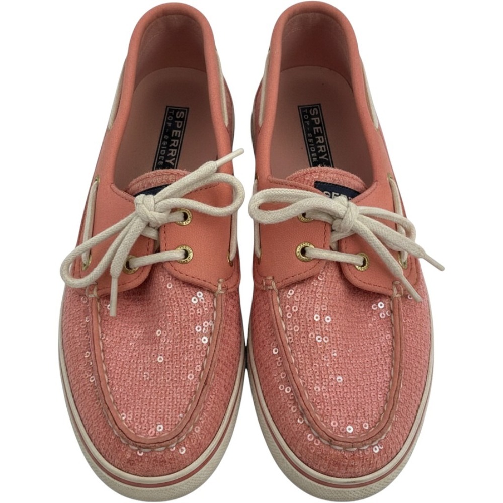 Sperry Top-Sider Bahama Sequin Boat Shoes Coral Pink Womens 7.5M‎ 9688656